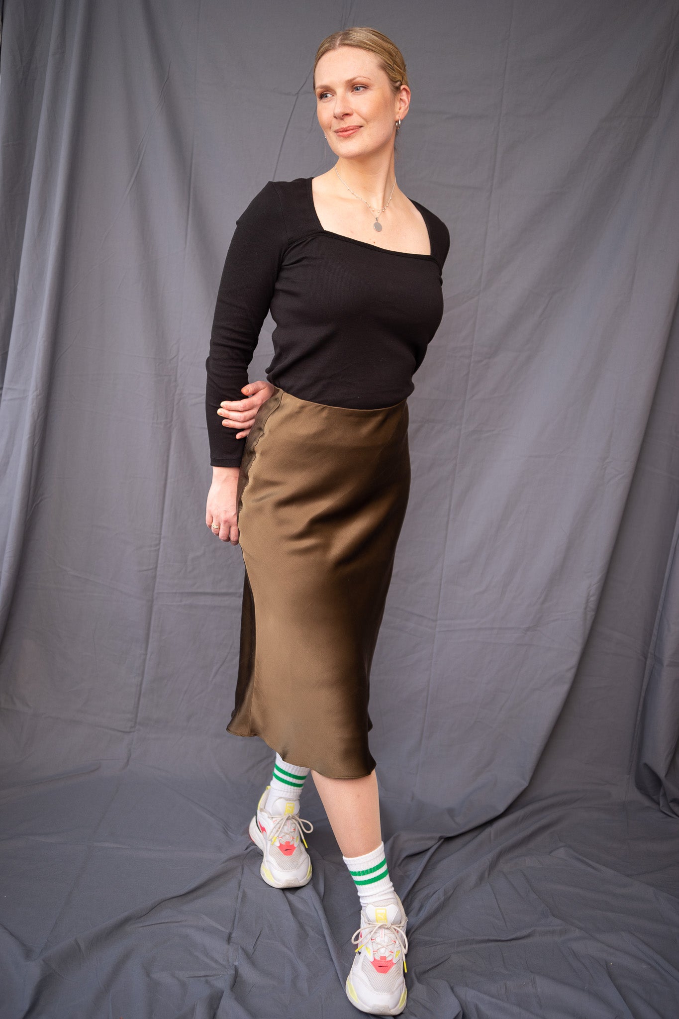 Bias-cut skirt, Bøg - Main Image
